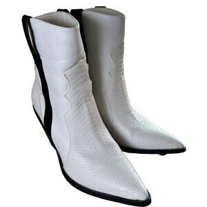Madden‎ Girl Boots Womens 9M White Holsterr Western Mid Calf Snake Pointed